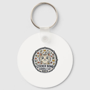 Sticker Bomb Doodle Cat POD Vector Art - Sticker B Keychain