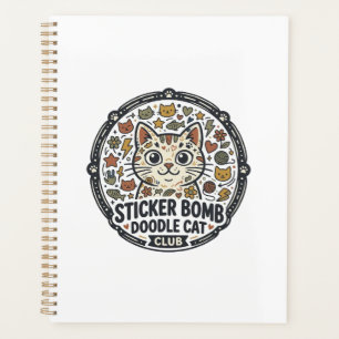 Sticker Bomb Doodle Cat POD Vector Art - Sticker B Planner