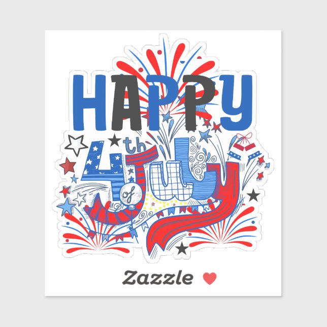 Sticker Bon 4 juillet Fireworks USA-63261 (Feuille)