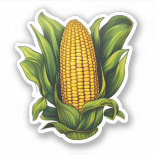 Sticker Bon thanksgiving Fraîche De Maïs Jaune Et Vert