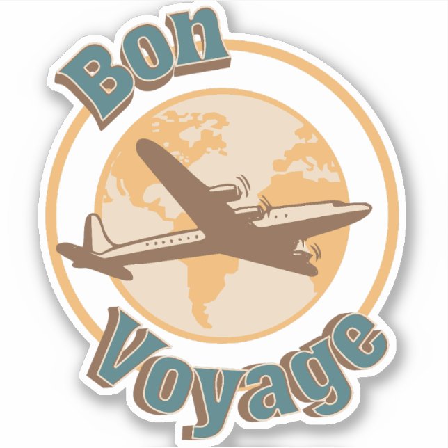 Sticker Bon voyage Voyage Voyageons dans le monde design (Devant)