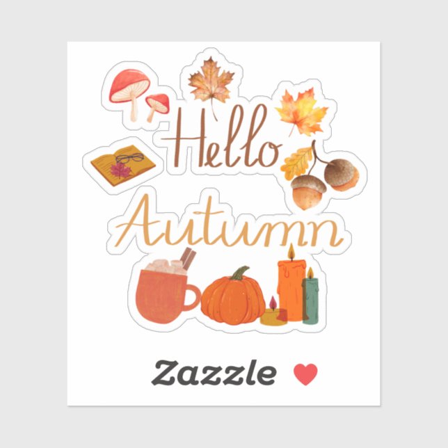 Sticker Bonjour Automne - Vibes d'automne douillettes avec (Feuille)