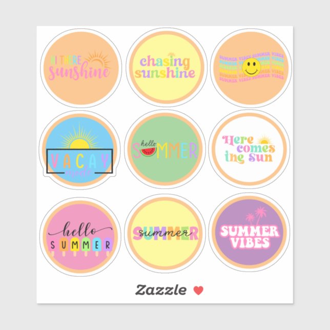 Sticker Bonjour été et soleil (Feuille)