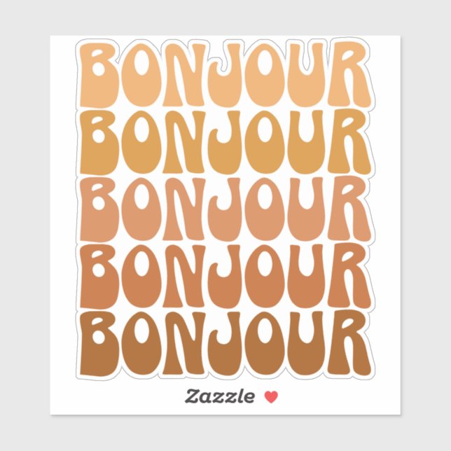 Sticker Bonjour | Français Bonjour en Typographie Super Br (Feuille)
