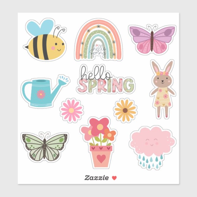 Sticker Bonjour printemps (Feuille)