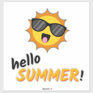 Sticker Bonjour Summer Sun avec lunettes de soleil
