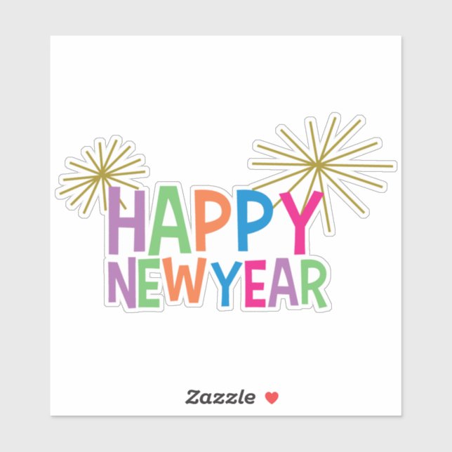 Sticker Bonne année avec Fireworks (Feuille)