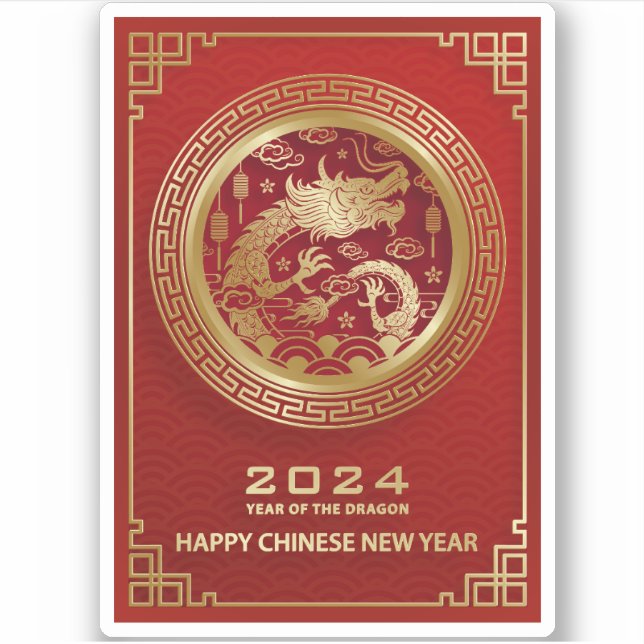Sticker Bonne année chinoise 2024 Nouvel an lunaire 2024 (Devant)
