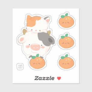 Sticker Bonne année Moo ! Cuite Kitty Chat Vache Ox