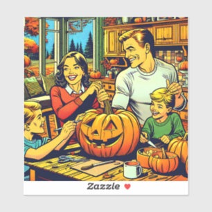 Sticker Bonne Halloween Nostalgale Citrouilles de la sculp