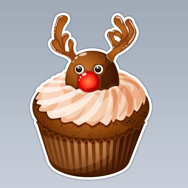 Sticker Bons Antlers Chocolat Cupcake Reindeer de Noël (Créateur téléchargé)