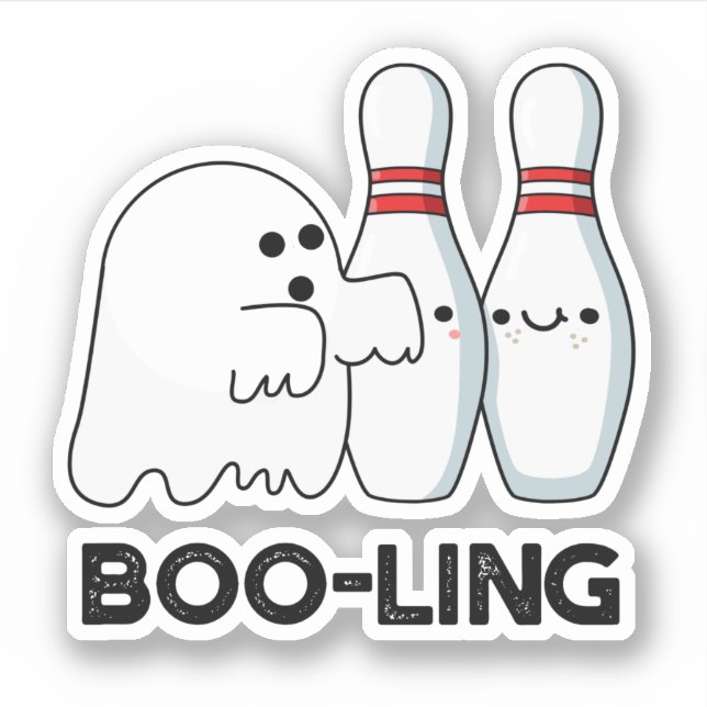 Sticker Boo-ling Funny Halloween Bowling Ghost Pun (Devant)
