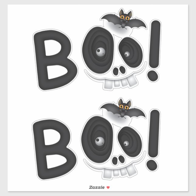 Sticker BOO with a Bite – Bat & Skull Halloween Lettering (Feuille)