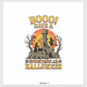 Sticker Booo Spooktacular Halloween Sorcière Chaudron Chât