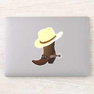 Sticker Boot Cowboy avec Casquette Cowboy Jaune