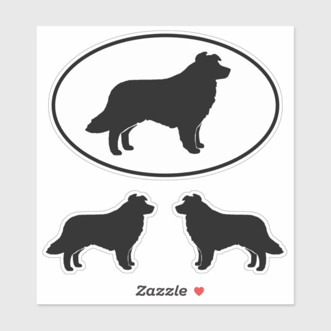 Sticker Bordure Collie Chien Silhouette Vinyl Sticking Set (Feuille)