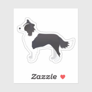 Sticker Bordure Collie Noir race Chien Vue latérale Silhou