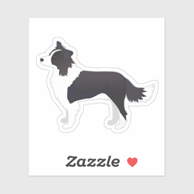 Sticker Bordure Collie Noir race Chien Vue latérale Silhou (Feuille)