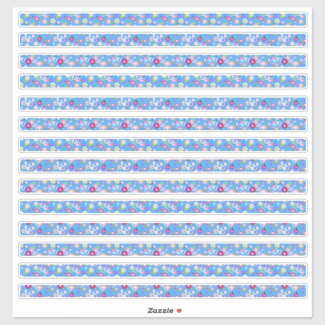 Sticker Bordures Florales Fleurs et Vélos (Feuille)