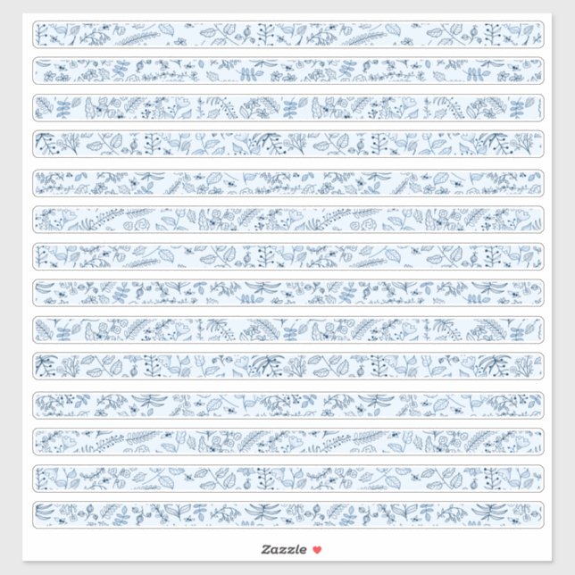 Sticker Bordures florales jolies en bleus boho (Feuille)