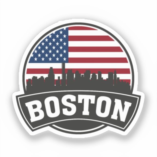 Sticker Boston City Skyline, boston ma skyline (Recto)