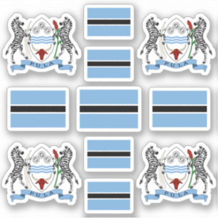 Sticker Botswana - symboles nationaux / Armoiries et drape