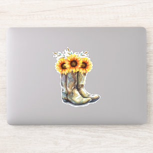 Sticker Bottes rustiques Cowboy avec tournesol