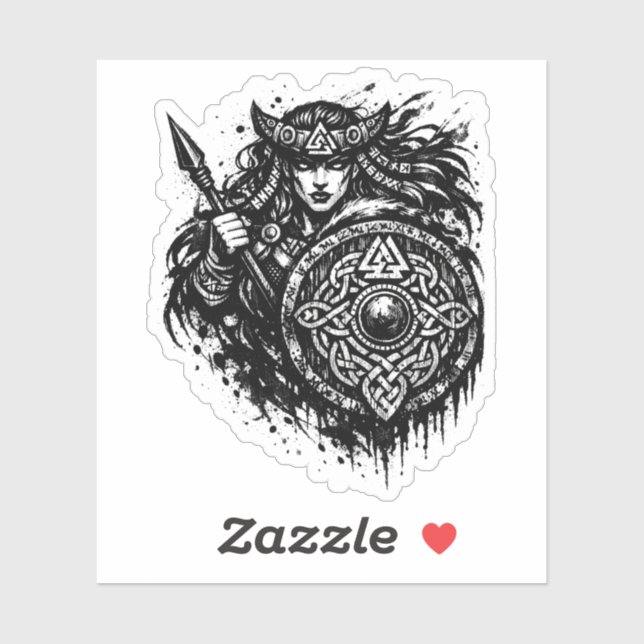 Sticker Bouclier de la vierge guerrière – Encre de guerrie (Feuille)