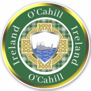 Sticker Bouclier irlandais O'Cahill & Croix celtique perso