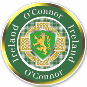 Sticker Bouclier irlandais O'Connor/Croix celtique personn