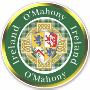 Sticker Bouclier irlandais O'Mahony/Croix celtique personn