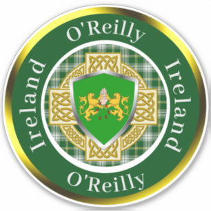 Sticker Bouclier irlandais O'Reilly/Croix celtique personn