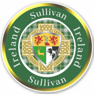 Sticker Bouclier irlandais Sullivan/Croix celtique personn