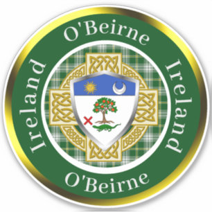 Sticker Bouclier O'Beirne & Croix celtique Personnalisé