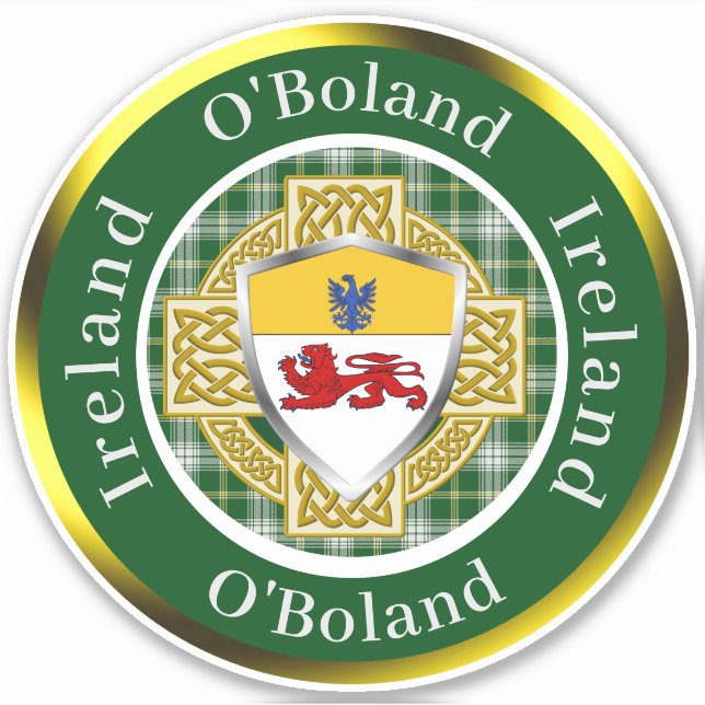 Sticker Bouclier O'Boland & Croix celtique Personnalisé (Devant)