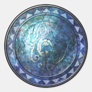 Sticker Bouclier rond - Emblème Soleil bleu