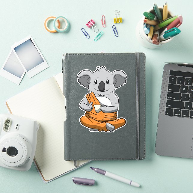 Sticker Bouddha Ours Koala Boire Thé Meditation Pe (Couverture iPad)