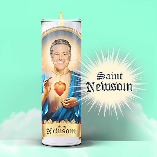 Sticker Bougie de prière Saint Gavin Newsom (Saint Gavin Newsom Devotional Prayer Candle Stickers and Gifts)
