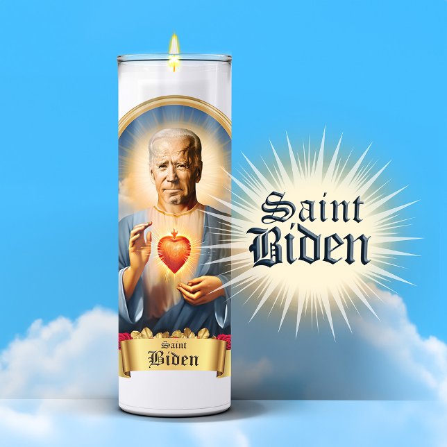 Sticker Bougie de prière Saint Joe Biden (Saint Joe Biden Devotional Prayer Candle Sticker Label)