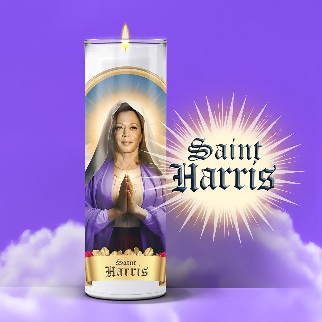 Sticker Bougie de prière Saint Kamala Harris (Saint Kamala Harris Devotional Prayer Candle Sticker Label)