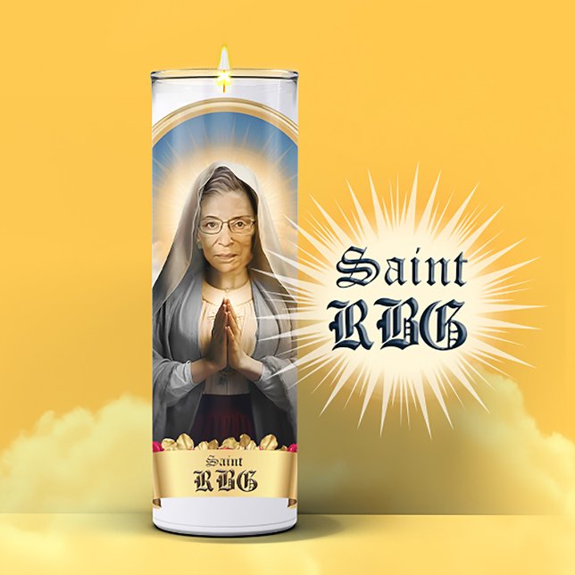 Sticker Bougie de prière Saint RBG (Saint RBG Ruth Bader Ginsburg Devotional Prayer Candle Sticker Label)