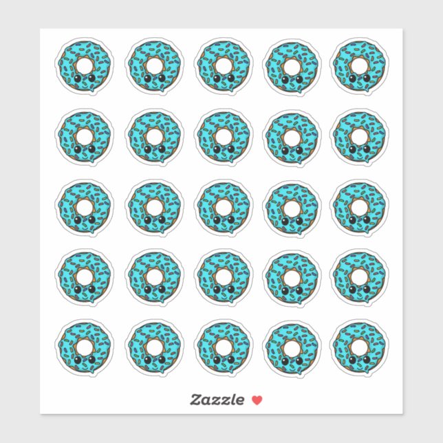 Sticker Bouillie avec glaçage Turquoise et arroses (Feuille)