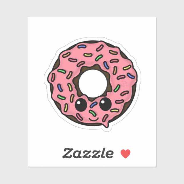 Sticker Bouillie de chocolat avec glaçage rose et arroses (Feuille)