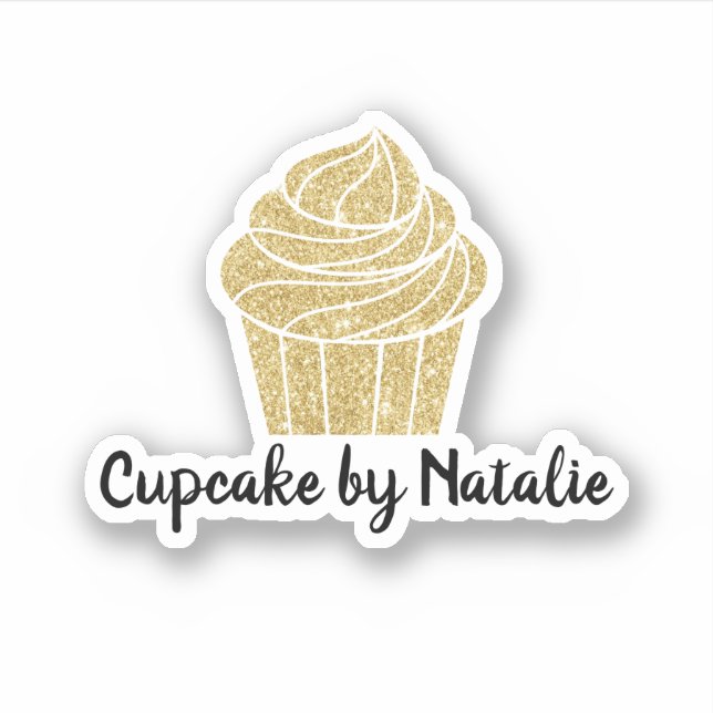Sticker Boulangerie Gold Cupcake Parties scintillant moder (Devant)