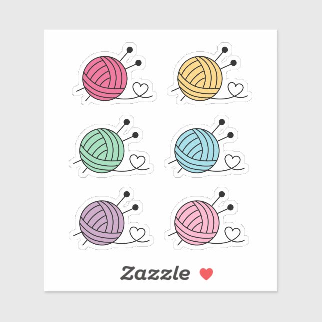 Sticker Boule colorée de l'artisanat en fils de Tricot, En (Feuille)