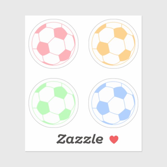 Sticker Boule de football coloré Pastel (Feuille)