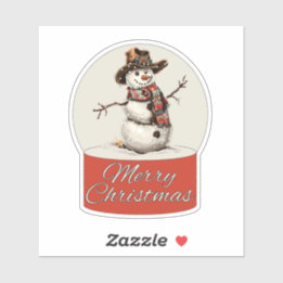 Sticker Boule de Noël en verre Bonhomme de neige Joyeux No