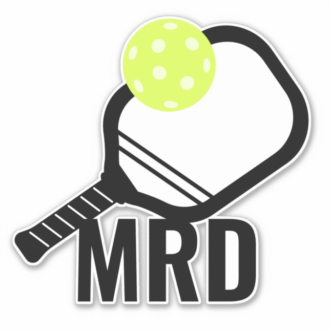 Sticker Boule de Pickleball + Initiales Monogrammes de Pad (Devant)