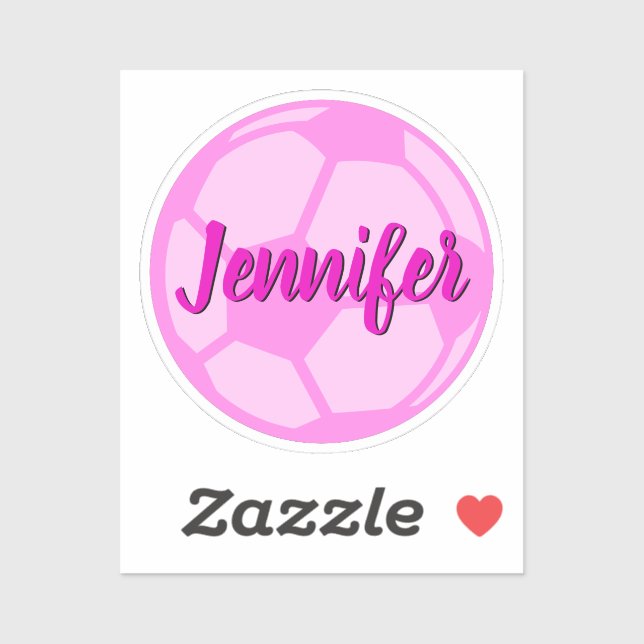 Sticker Boule de soccer rose Nom personnalisé (Feuille)