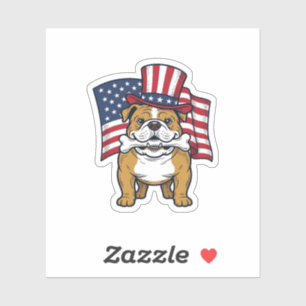 Sticker Bouledogue Patriotique Avec Drapeau Vector Design_
